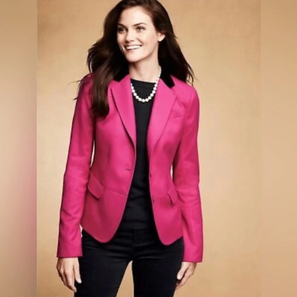 Talbots Wool Blazer 4 Pink Velvet Contrast Collar Preppy Equestrian Riding Money - Picture 1 of 13